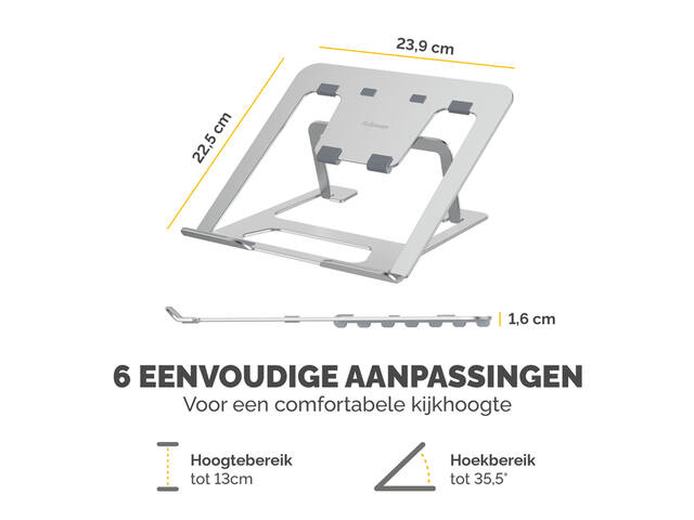Laptopstandaard Fellowes Alumia zilver