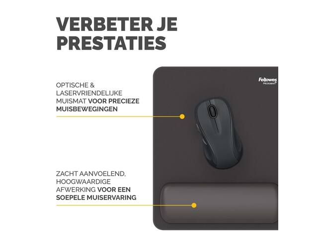 Muismat met polssteun Fellowes Breyta zwart