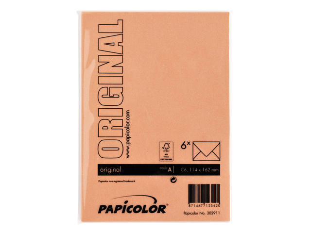 Envelop Papicolor C6 114x162mm oranje
