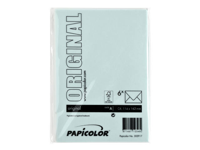 Envelop Papicolor C6 114x162mm zeegroen