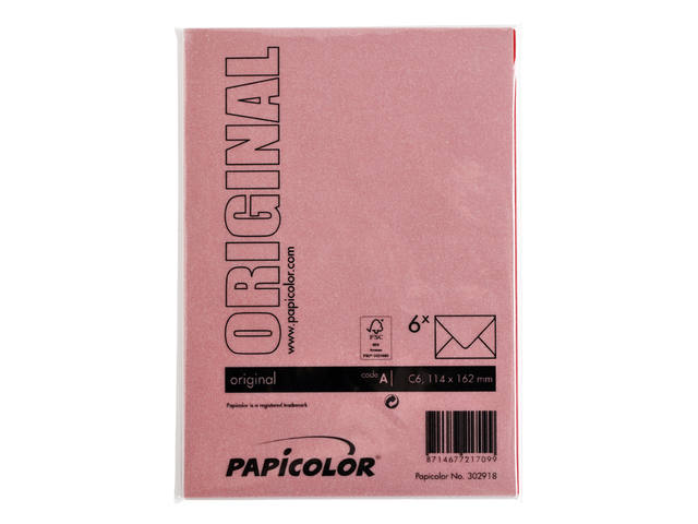 Envelop Papicolor C6 114x162mm rood