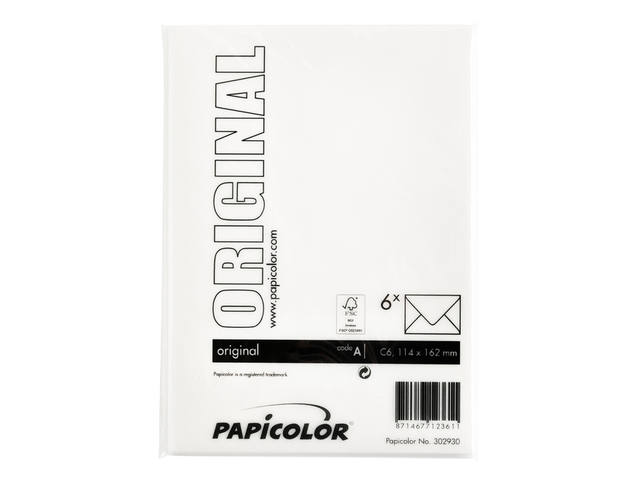 Envelop Papicolor C6 114x162mm hagelwit