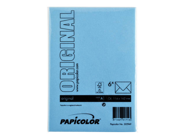 Envelop Papicolor C6 114x162mm hemelsblauw