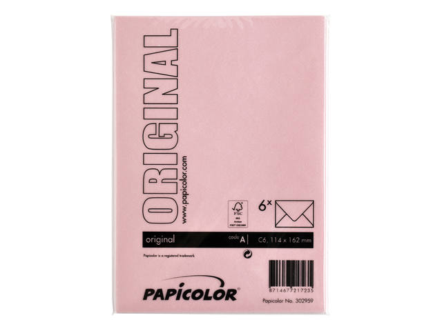 Envelop Papicolor C6 114x162mm babyroze