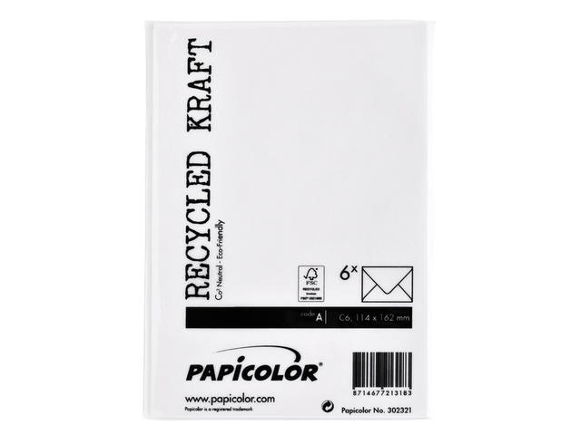 Envelop Papicolor C6 114x162mm kraft wit