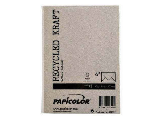 Envelop Papicolor C6 114x162mm kraft grijs
