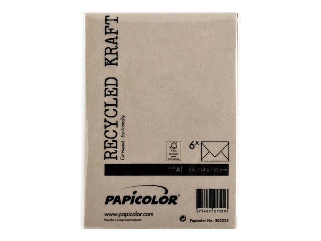 Envelop Papicolor C6 114x162mm kraft bruin
