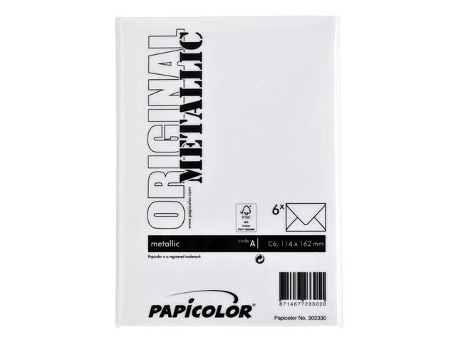 Envelop Papicolor C6 114x162mm metallic parelwit