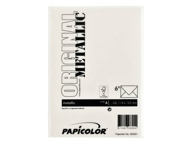 Envelop Papicolor C6 114x162mm metallic ivoor