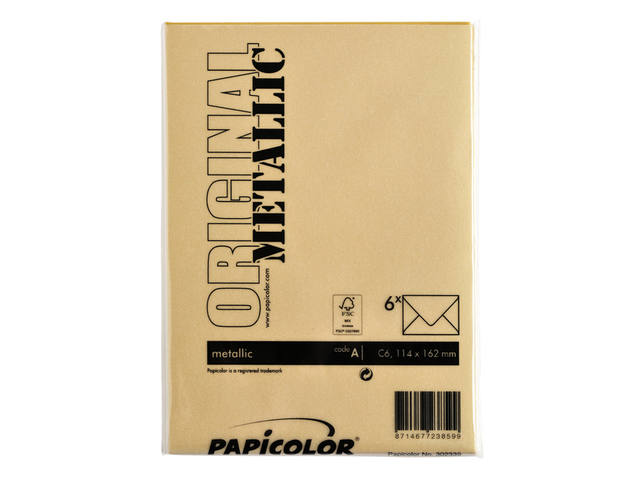 Envelop Papicolor C6 114x162mm metallic goud