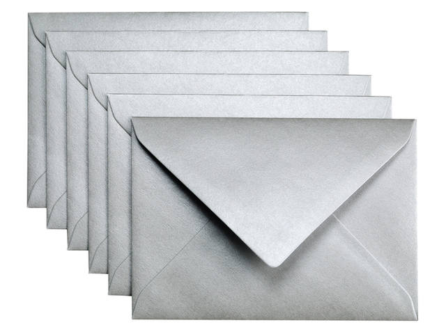 Envelop Papicolor C6 114x162mm metallic zilver