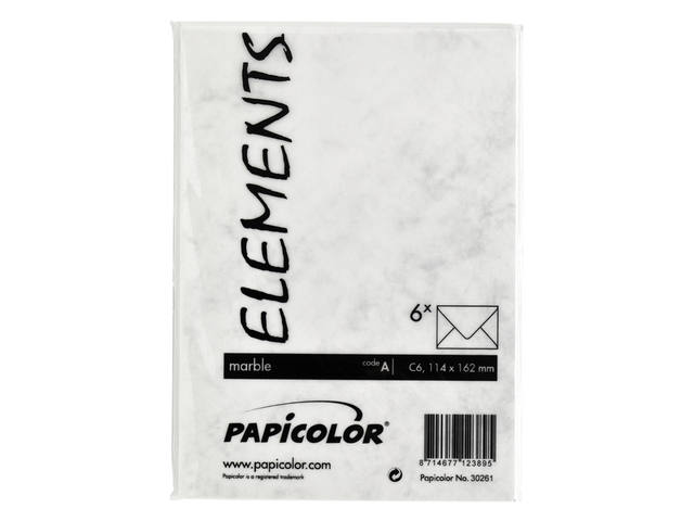 Envelop Papicolor C6 114x162mm marble grijs