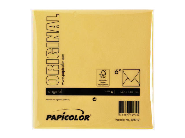 Envelop Papicolor 140x140mm dottergeel