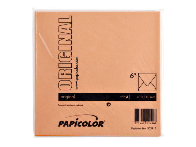 Envelop Papicolor 140x140mm oranje