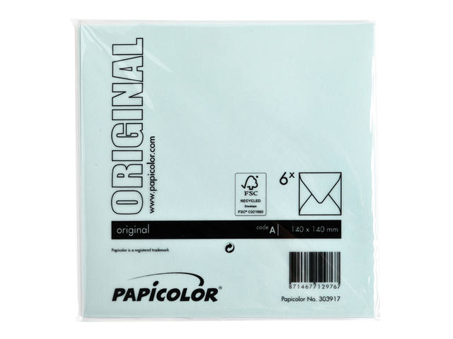 Envelop Papicolor 140x140mm zeegroen