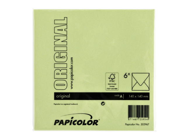 Envelop Papicolor 140x140mm appelgroen