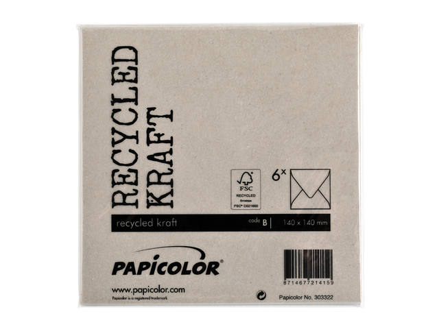 Envelop Papicolor 140x140mm kraft grijs