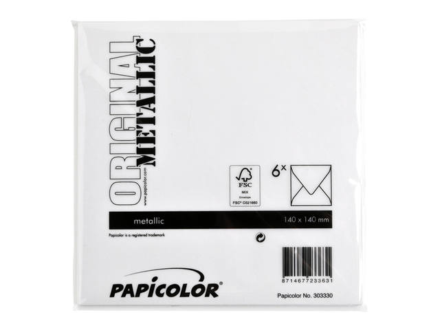 Envelop Papicolor 140x140mm metallic parelwit