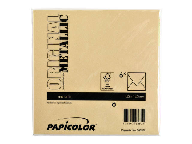 Envelop Papicolor 140x140mm metallic goud