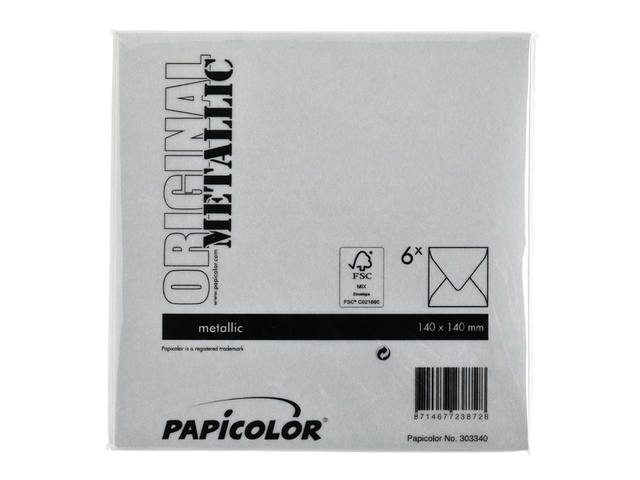 Envelop Papicolor 140x140mm metallic zilver