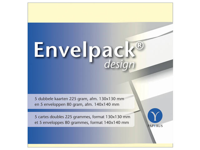 Dubbele kaart Papyrus Envelpack 140x140mm ivoor