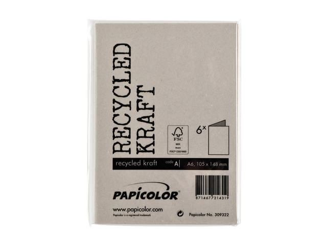 Correspondentiekaart Papi dubbel A6 kraft grijs