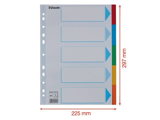 Tabbladen Esselte Stand A4 5dlg karton 11r ass