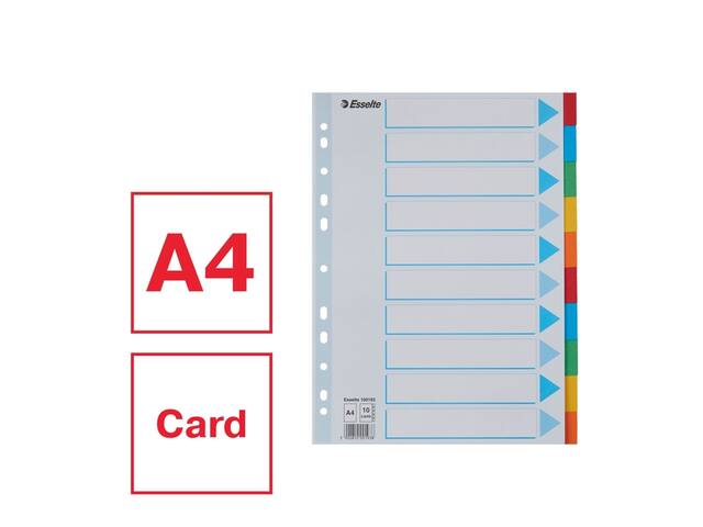 Tabbladen Esselte Stand A4 10dlg karton 11r ass