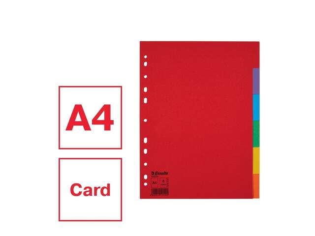 Tabbladen Esselte Economy A4 6dlg  karton 11r ass