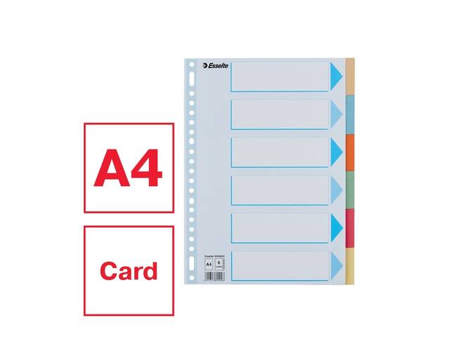 Tabbladen Esselte premium A4 6dlg karton 23r ass