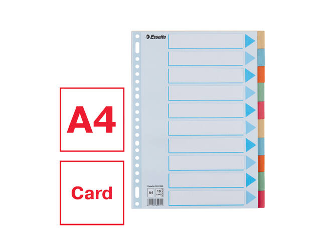 Tabbladen Esselte premium A4 10dlg karton 23r ass