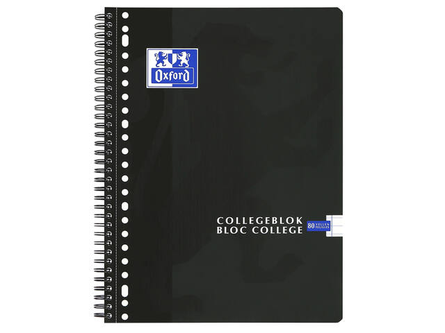 Collegeblk Oxf School A4+ ln 23gaats 160pag zwart