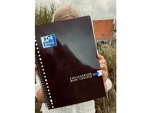 Collegeblk Oxf School A4+ ln 23gaats 160pag zwart