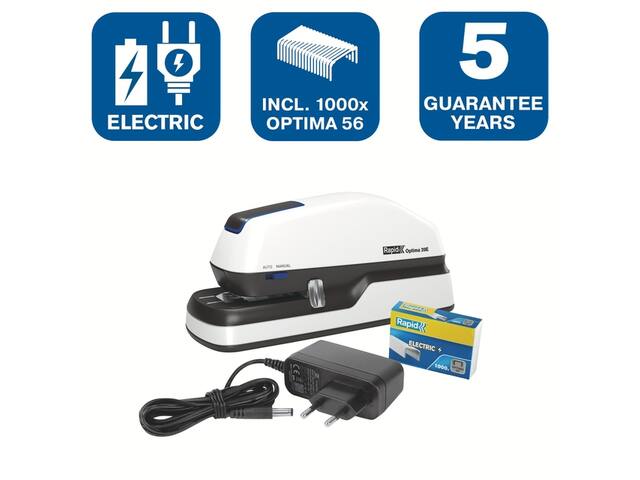 Nietmachine elektr Rapid optima 20 zwart zilver