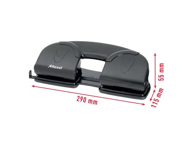 Perforator Rexel V412 4-gaats 12 vel zwart