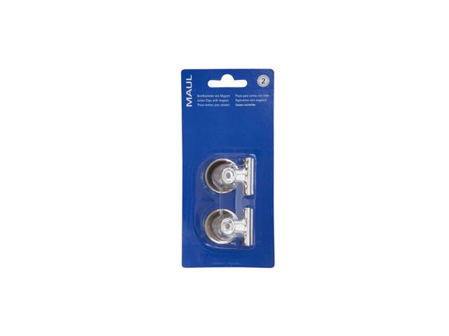 Papierklem MAUL Bulldog magneet 30mm zilver 2st