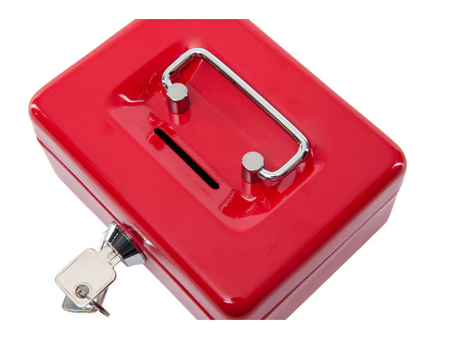 Geldkist MAUL muntgleuf slot 125x95x60mm rood
