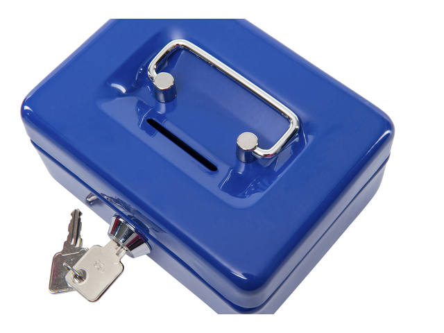 Geldkist MAUL muntgleuf slot 125x95x60mm blauw