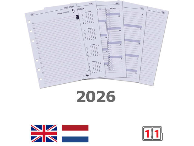 Agendavulling 2027 Kalpa A5 1dag/1pagina