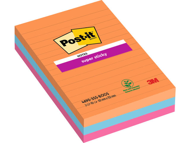 Memoblok Post-it 4690 Super Sticky 101x152mm Bngkk