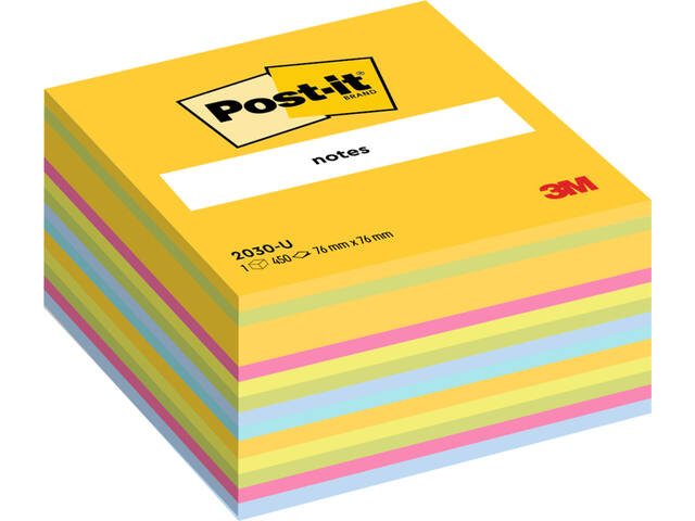 Memoblok Post-it 2030 76x76mm kubus ultra assorti