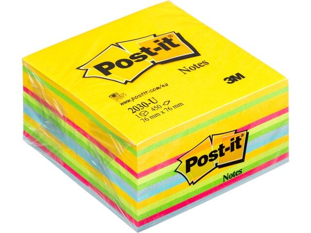 Memoblok Post-it 2030 76x76mm kubus ultra assorti