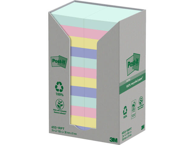 Memoblok Post-it 653RPT 38x51mm rainbow pastel