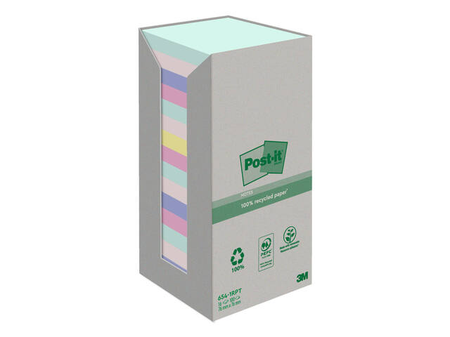 Memoblok Post-it 654-RTP 76x76mm recycled rainbow