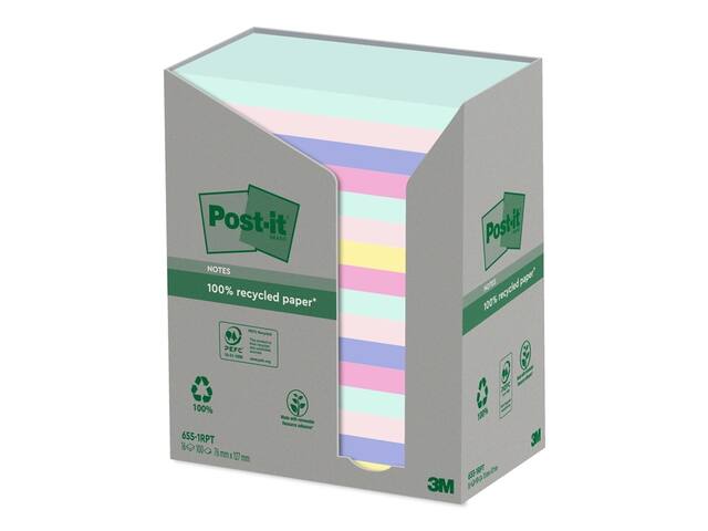 Memoblok Post-it 655RPT 76x127mm recycled rainbow