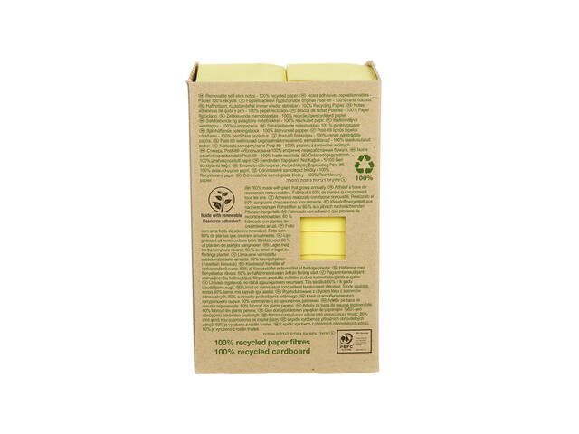 Memoblok Post-it 653 38x51mm recycled geel