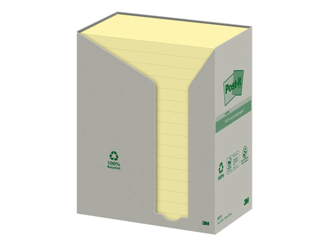 Memoblok Post-it 655 76x127mm recycled geel
