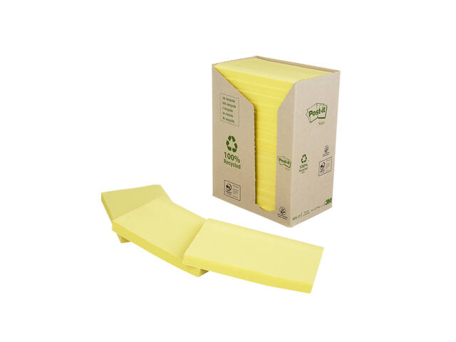 Memoblok Post-it 655 76x127mm recycled geel