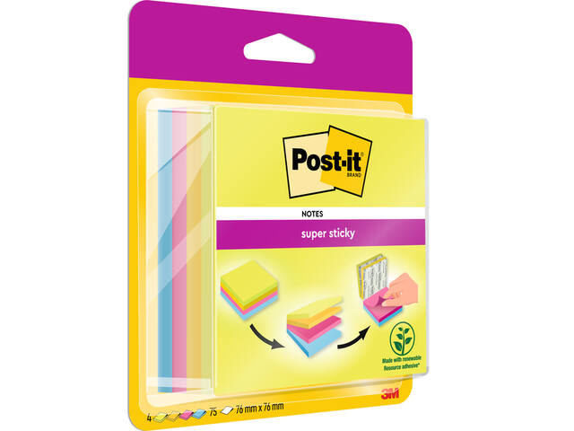 Memoblok Post-it 2014 Super Sticky 76x76mm Rio