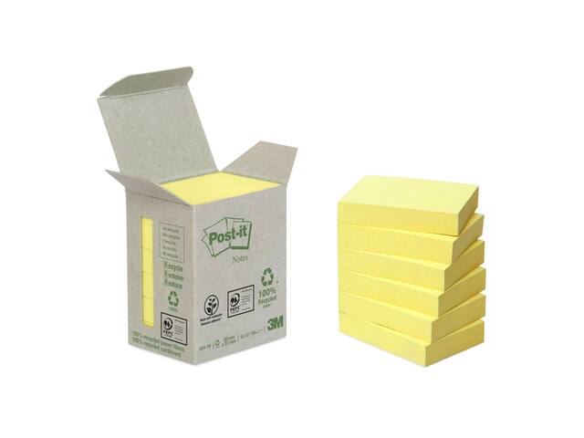Memoblok Post-it 653-1B recycled 38x51mm geel